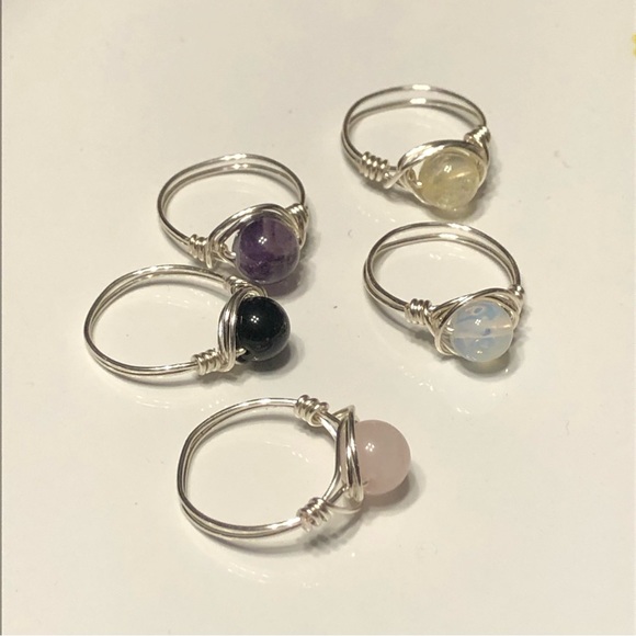 Wire wrapped rings, gemstone ring stackable ring - Picture 2 of 3